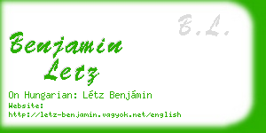 benjamin letz business card